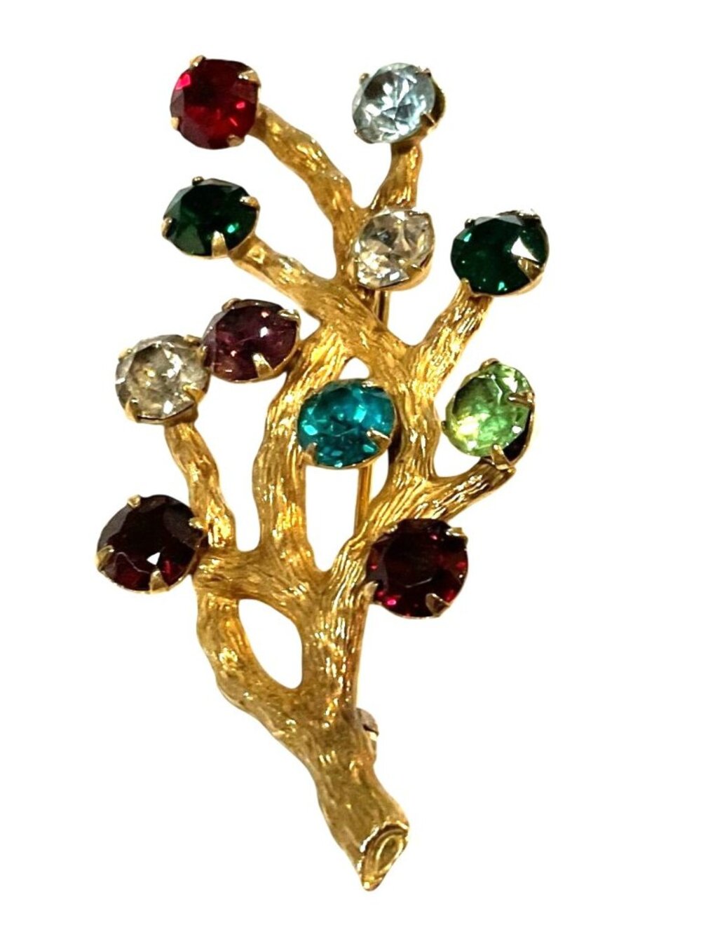 Vintage Van Dell 12K Gold-Filled Multi-Stone Family Tree Brooch 2"H